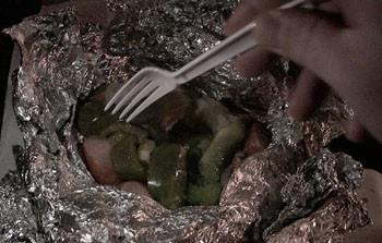 Sausage being eaten